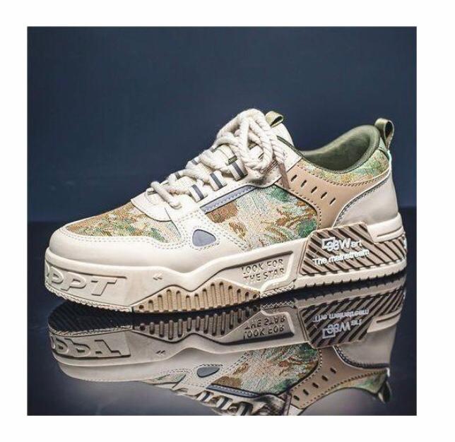 ALagzi  Men's Beige Ankle Sneakers Casual-Textile Shoes