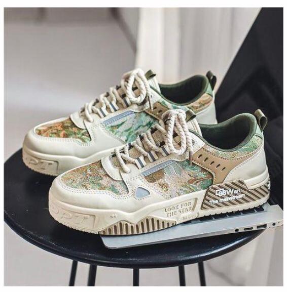 ALagzi  Men's Beige Ankle Sneakers Casual-Textile Shoes