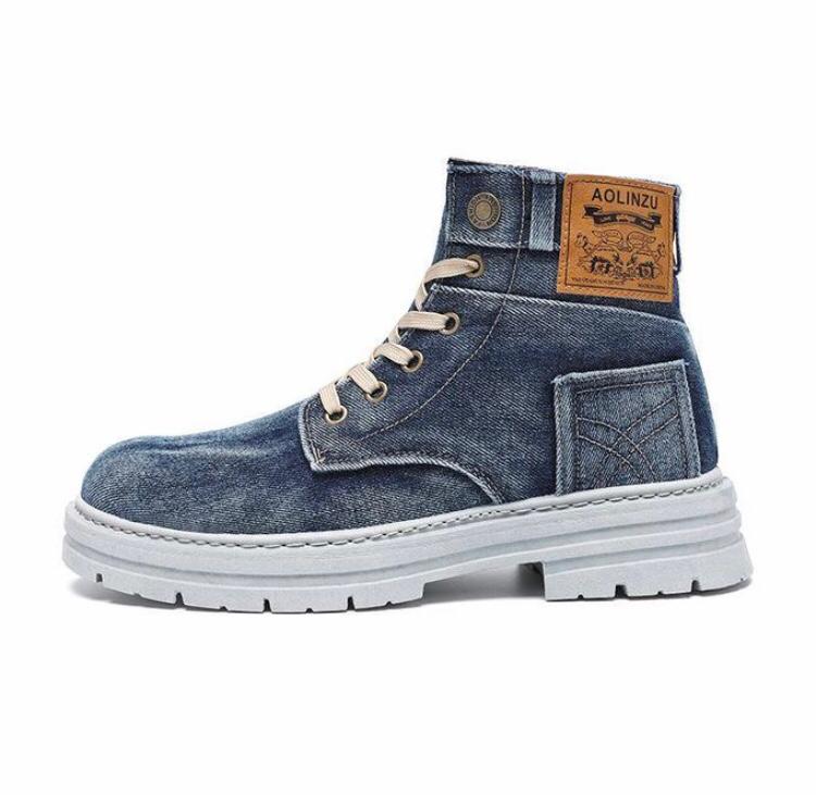 High Top Boots Men's leather shoes Motorcycle Ankle Martin Boots Outdoor Casual Work Shoes