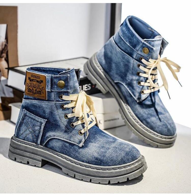 High Top Boots Men's leather shoes Motorcycle Ankle Martin Boots Outdoor Casual Work Shoes