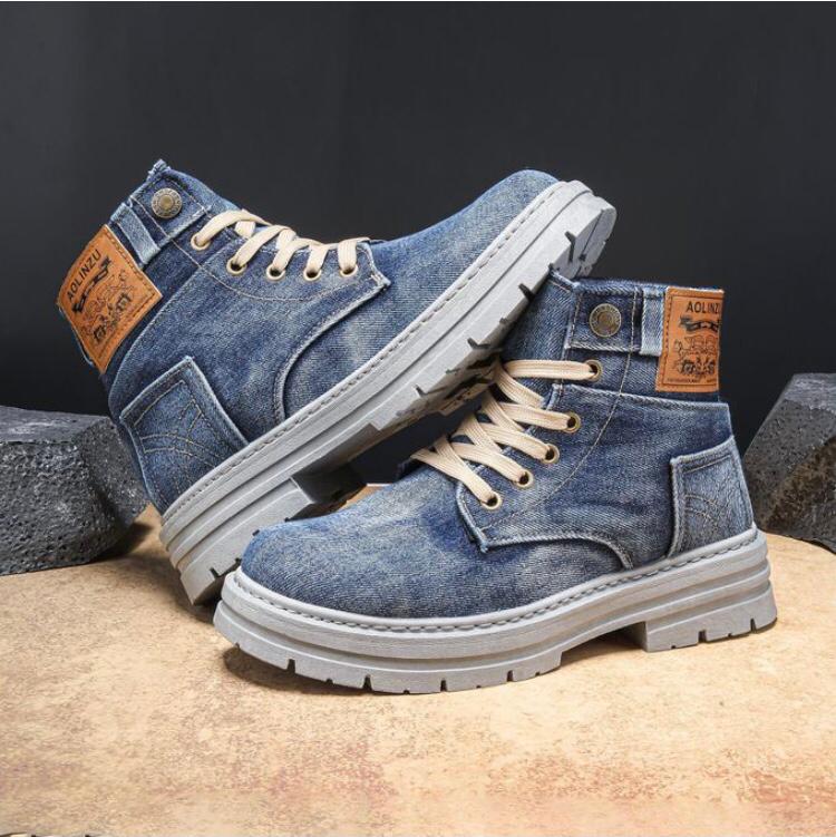 High Top Boots Men's leather shoes Motorcycle Ankle Martin Boots Outdoor Casual Work Shoes